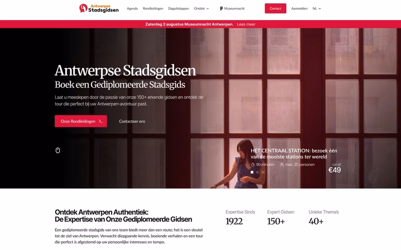Homepage van Antwerpse Stadsgidsen