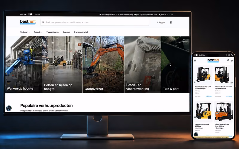 De website van BestRent op desktop en mobiel.