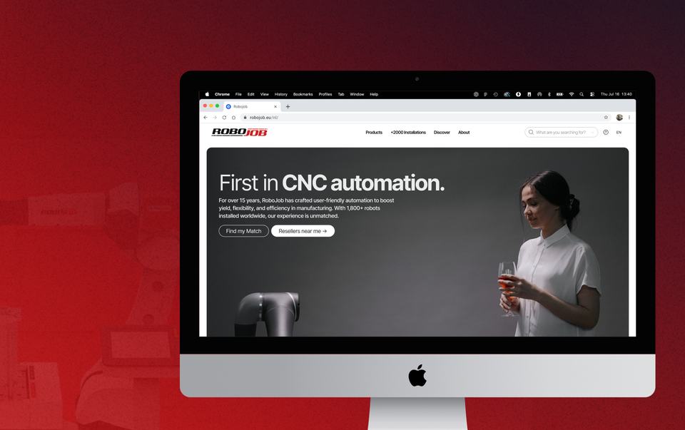 De homepage van robojob.eu op een scherm