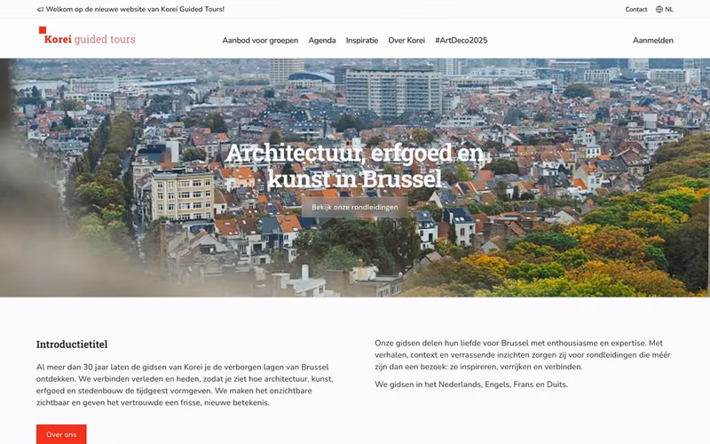 Homepage van Korei